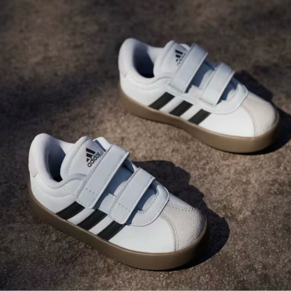 adidas White/Core Black/Gray One VL Court 3.0 Velcro Sneakers - Picture 5 of 16
